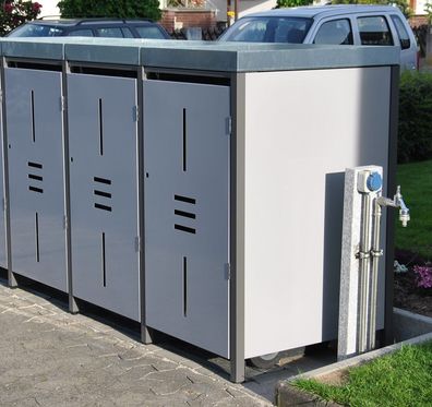 3er Müllbox Mülltonnenbox für Mülltonnen (120L + 240L) aus Metall