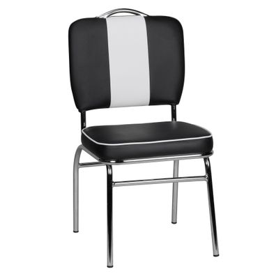 Esszimmerstuhl Kunstleder American Diner Retro Schwarz Weiß Stuhl Sessel gepolstert