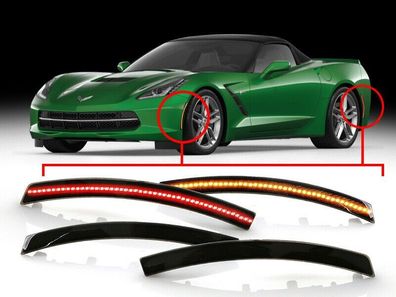 Corvette C7 LED Sidemarker Seitenmarkierungsleuchten smoke vorn hinten 14 - 19