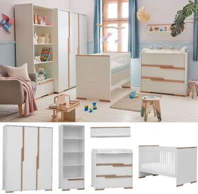 Babyzimmer Kinderzimmer komplett SPRING Set B weiß Schrank Wickelkommode Bett 140x70