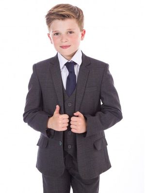 Jungen Anzug Kinderanzug Kommunionsanzug 5-teilig grau