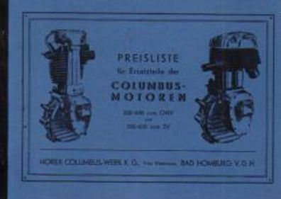 Ersatzteilliste Horex Columbus Motoren, Oldtimer