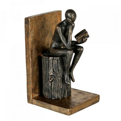 Casablanca Design Skulptur Buchstütze Human 20cm lesende Figur gold antik finish