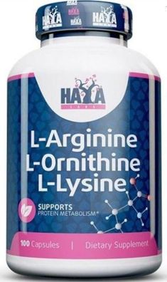 Haya Labs Tri-Amino Acid Complex L-Arginine L-Ornithine L-Lysine 100 Capsules