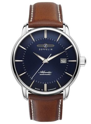 Zeppelin Herrenuhr Automatik Atlantic Swiss Lederband braun 8452-3