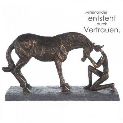 Casablanca Skulptur Comprehension 32x19cm bronze optik Pferd mit Reiterin