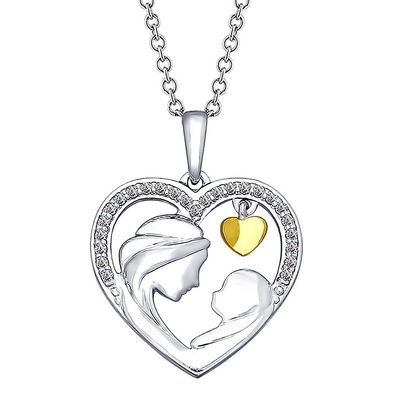 trendor Schmuck Silber-Halskette mit Herz Mama und Baby 75686