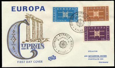 ZYPERN 1963 Nr 225-227 BRIEF FDC X089576