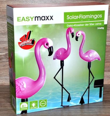 3 St Solar Led Flamingo Solarleuchten Garten Deko Beleuchtung Easymaxx NEU