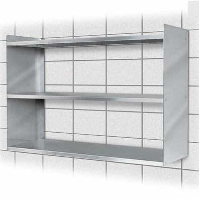 Wandregal aus Edelstahl, BxTxH 700 x 250 x 650 mm, 3 Böden, silber
