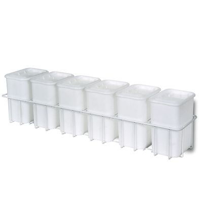 Wandregal mit 6 lebensmittelechten Vorratsbehältern, weiß, kunststoffbeschichtet