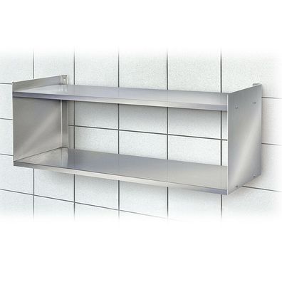 Wandregal aus Edelstahl, BxTxH 1000 x 250 x 360 mm, 2 Böden, silber