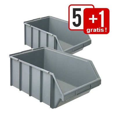 XXL-Sichtboxen-Set 5 + 1 GRATIS!, LxBxH 700/580 x 437 x 300 mm, Farbe grau