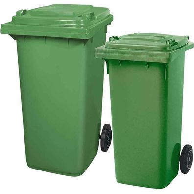 Set mit 1x DIN Mülltonne 120 Liter grün und 1x DIN Mülltonne 240 Liter grün