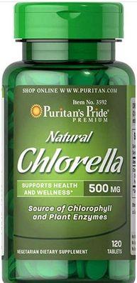 Puritans Pride Natural Chlorella 120 Tablets x 500 Mg