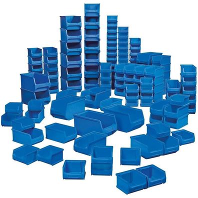 100 Sichtboxen Profi (55 LB6, 35 LB5, 10 LB4), Industriequalität, blau