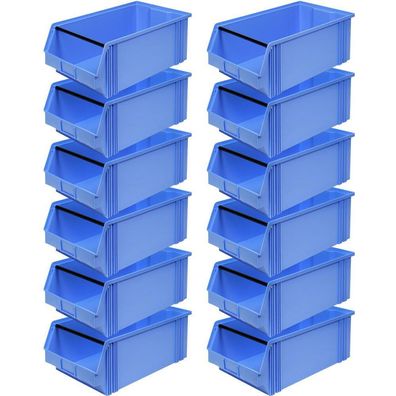 12 Sichtboxen "CLASSIC" FB 2 mit Tragstab, LxBxH 510/450x300x200 mm, blau