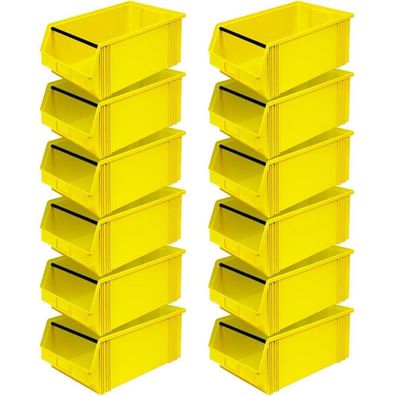12 Sichtboxen "CLASSIC? FB 2 mit Tragstab, LxBxH 510/450x300x200 mm, gelb