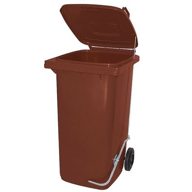 120 Liter Mülltonne mit Fußpedal für handfreie Bedienung, braun
