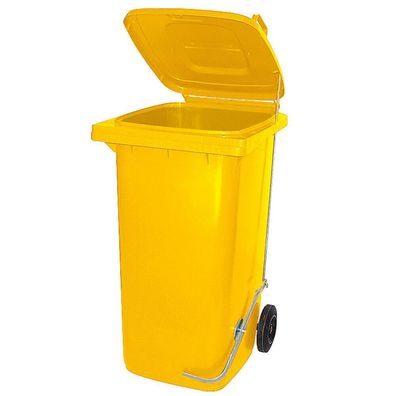 120 Liter Mülltonne mit Fußpedal für handfreie Bedienung, gelb
