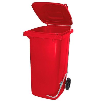 120 Liter Mülltonne mit Fußpedal für handfreie Bedienung, rot