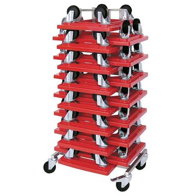 15 Logistikroller für Behälter 600 x 400 mm + Rollerständer aus Edelstahl