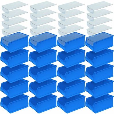 20 Sichtboxen PROFI LB3 mit Staubdeckel, blau, 7,6 Liter, LxBxH 350x200x150 mm