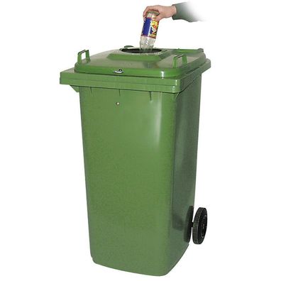 240 Liter Müllbehälter inkl. Flascheneinwurf, BxTxH 580 x 730 x 1075 mm, grün