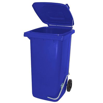 240 Liter Mülltonne/ Müllgroßbehälter, blau, mit Fußpedal für handfreie Bedienung
