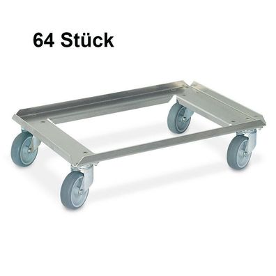 64 Alu-Transportroller für Eurobehälter 600x400 mm, Trg 250 kg, offenes Deck