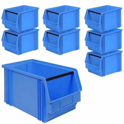 8x Sichtbox"CLASSIC? FB 3 mit Tragstab, LxBxH 350/300x200x200 mm, 12 Liter, blau