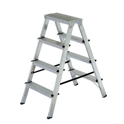 Doppelstufenleiter aus Alu mit 2x 4 Stufen, erreichbare Arbeitshöhe 2865 mm