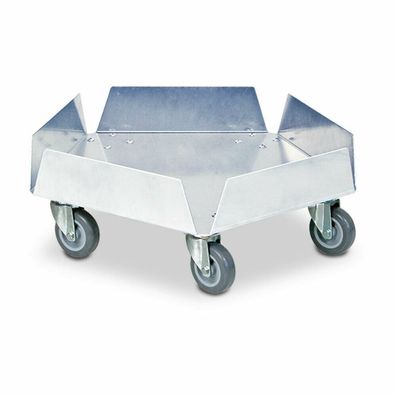 Fassroller bis Ø 420 mm, Edelstahl/ rostfrei, Polyurethanräder, grau, 250 kg Trg