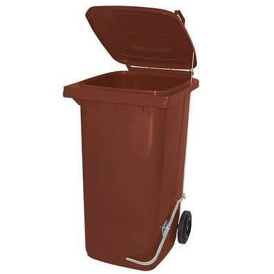 Mülltonne, Inhalt 80 Liter, braun, mit Fußpedal zur Deckelöffnung
