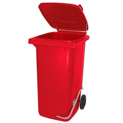 Mülltonne, Inhalt 80 Liter, rot, mit Fußpedal zur Deckelöffnung