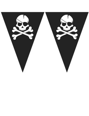 Pirates Black Skull Kunststoff Flaggen Banner 2,3m Girlande Deko Party Seeräuber