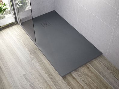 Duschwanne 85x90x3 cm flach Mineralguss 15 versch Farben für bodentiefe Dusche