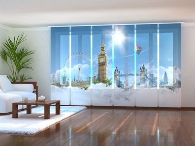 Schiebegardine "Himmel über London" Flächenvorhang Gardine Vorhang mit 3D Fotomotiv