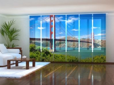 Schiebegardine "Golden Gate Bridge" Flächenvorhang Gardine Vorhang mit 3D Fotomotiv
