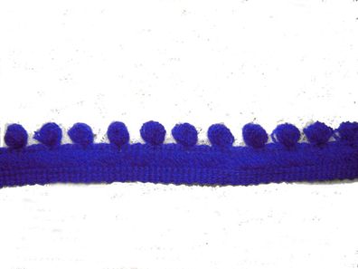 Borte Band Polyacryl mit Pompons je 1 meter 2cm breit ultramarin blau ausgefallen