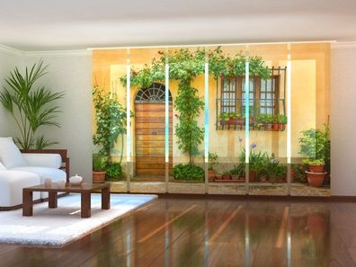 Schiebegardine "Wand mit grünen Pflanzen" Flächenvorhang Gardine mit 3D Fotomotiv