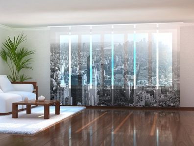 Schiebegardine "Blick auf Manhattan in schwarz-weiss" Flächenvorhang mit 3D Fotomotiv