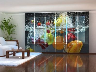 Schiebegardine "Frische Früchte im Wasser" Flächenvorhang Gardine mit 3D Fotomotiv