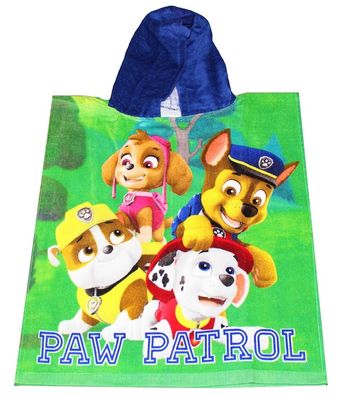 Nickelodeon Paw Patrol Kinder Badeponcho mit Kapuze Poncho 50 x 115 cm