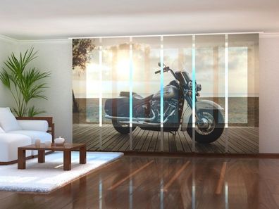 Schiebegardine "Silberfarbener Harley-Davidson" Flächenvorhang Gardine mit Fotomotiv