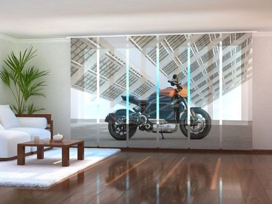 Schiebegardine "Gelber Harley-Davidson" Flächenvorhang Gardine mit 3D Fotomotiv