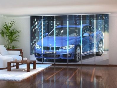 Schiebegardine "Blauer BMW" Flächenvorhang Gardine Vorhang mit 3D Fotomotiv