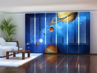 Schiebegardine "Sonnensystem" Flächenvorhang Gardine Vorhang mit 3D Fotomotiv