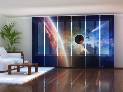 Schiebegardine "Sterne und Kometen" Flächenvorhang Gardine Vorhang mit 3D Fotomotiv
