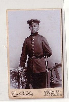 49883 Kabinett Foto Soldat mit Seitengewehr Chemnitz um 1910